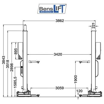 Benslift 2-Säulen Hebebühne 8t BL 2.80